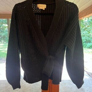 Wrapped knit cardigan sweater